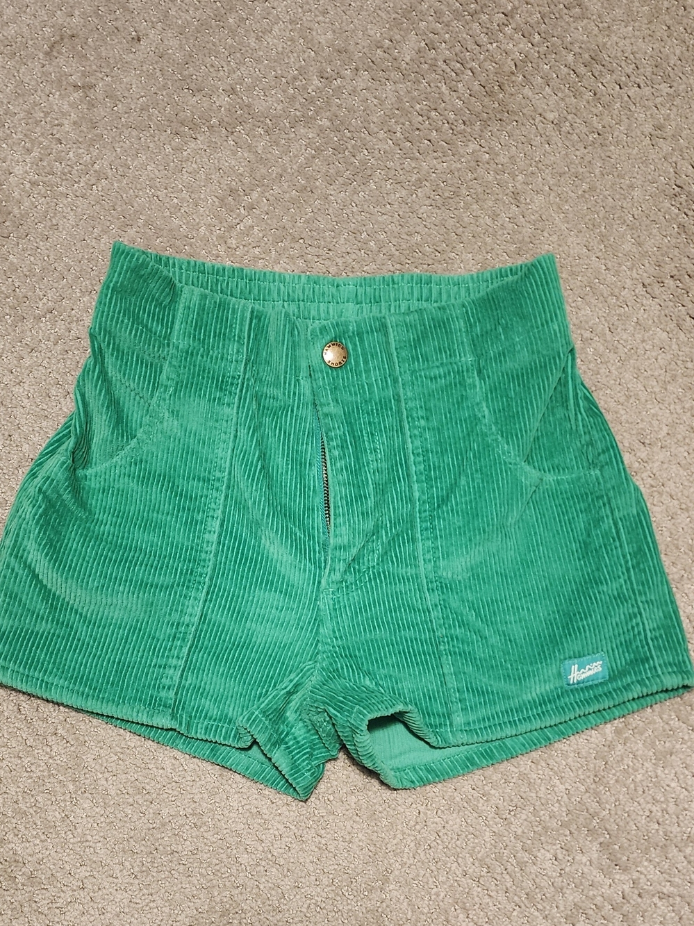 Hammies  Green High-Waist Corduroy Shorts